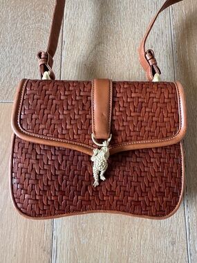 Authentic Vintage Barry Kieselstein Cord Frog Woven Leather Bag Italy